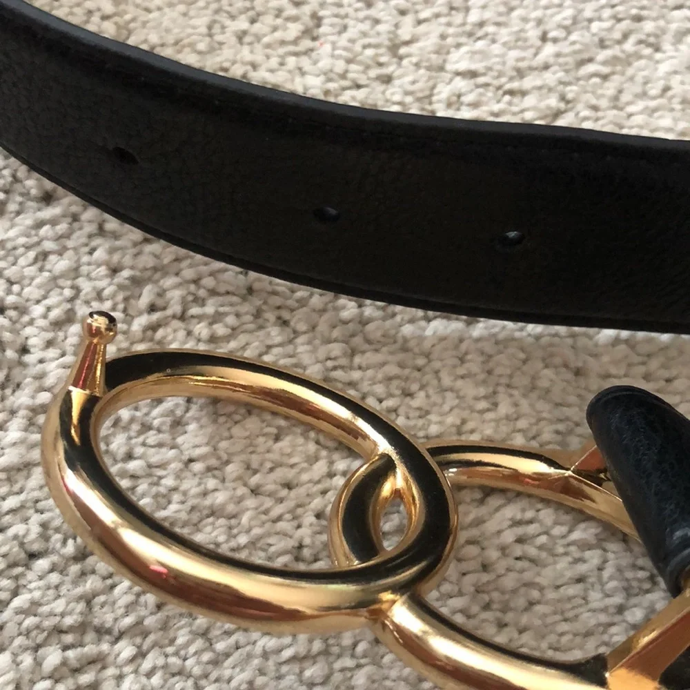 Express Synthetic leather,‎ Black ,Gold double circle buckle women’s medium
